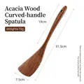 Handcrafted acacia wood curved spatula with natural grain and a convenient hanging hole - Thickened Curved Slant Spatula / 31.5*7.5cm