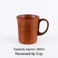 Handcrafted dark brown jujube wood coffee mug with handle and flared rim, 260ml capacity - Rimmed Cup