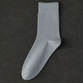 Light grey business crew socks featuring ribbed texture and premium cotton blend finish - One Size / Pine Grey