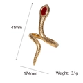 Detail of golden snake ring showing scale texture and red enamel eyes with dimensions - Burgundy