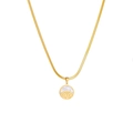 Golden tree of life pendant necklace with white shell inlay and flat snake bone chain - Tree Of Life Mother Of Pearl Pendant Necklace (D114)