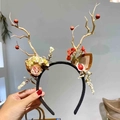 Serre-tête de Noël avec bois de cerf, baies rouges et fleurs pour femme - Serre-tête Branche De Noël-Coccinelle