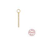 Pendentif barre rectangulaire en argent 925 plaqué or avec zircons blancs étincelants - Thème Nautique