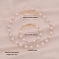 Elegant gold jewelry set featuring white imitation pearls and crystal studded metal bars - 2# Round Beads Style