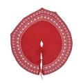 Roter gestrickter Weihnachtsbaumrock mit weißen Schneeflocken und Bindebändern - Durchmesser 60cm / Rot und Weiß