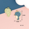 Blue enamel seahorse pendant with gold trim, size 22x16mm, for DIY jewelry making - Seahorse