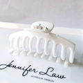 Matte white large geometric hair claw clip with multi-teeth design for women - 11cm / Matte White