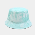 Dettaglio del cappello alla pescatora tie-dye menta con cuciture sulla tesa in cotone - M (56-58cm) / Azzurro