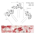Detail showing dimensions and close-up of rhinestone and imitation pearl hair pins - Silver (HS-J6405)