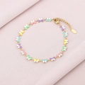 Detail of colorful enamel butterfly bracelet with gold chain and adjustable lobster clasp - Multi-color Butterflies
