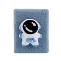 Quaderno di peluche invernale blu con ricamo di astronauta e morbida pelliccia sintetica - Astronauta Grigio-Blu