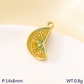 Lemon slice pendant in gold-plated stainless steel with yellow enamel, 14x8mm charm - Lemon Slice Type B (KLJ10786-ZLA)