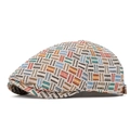 Retro newsboy cap in colorful mixed weave fabric with geometric jacquard pattern finish - Six-panel Style / Light Blue