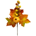 Künstlicher Ahornblattzweig mit Mini-Kürbissen und Beeren für herbstliche Deko - WC-06 Simulations-Kürbis-Stil