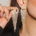 Luxury gold 2025 rhinestone tassel earrings with dangling chains for women - 3D Tassel / Gold 2025 Style