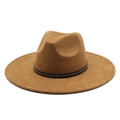 Cappello fedora classico in finto scamosciato cammello con nastro borchiato - Cachi Pelle Scamosciata