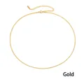 Minimalist gold snake bone chain necklace with lobster clasp and adjustable extension chain - 1.5mm/42+8cm / Gold (YX15666)