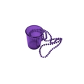 Detail of purple plastic shot glass with matching beaded chain for bridal parties - Transparent Purple