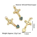 Ciondolo croce cuore in rame placcato oro 18K con zirconi bianchi e glitter colorati - Croce di Cuore in Opale Bianco (Stile A)