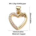 Detail of 18K gold heart pendant with dimensions 20mm by 15mm and copper material info - Dbn148-09 / 18K Gold