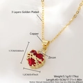 Collana in rame placcato oro con ciondolo a cuore in zircone rosso e dettagli di spine - 1.7*1.2cm Cuore Rosso Placcato Oro NAB10-6