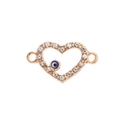 Gold heart evil eye pendant with sparkling white rhinestones and blue center for jewelry DIY - Gold Large Heart / 10 Pieces Pack