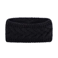 Close-up of black cable knit headband showing thick thermal texture and yarn details - Black
