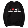 Felpa nera girocollo con stampa I Love My Boyfriend e motivo cuore rosso - S / Nero Slogan