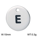Polished silver stainless steel alphabet charm E with 10mm width and 0.3g weight - Letter E