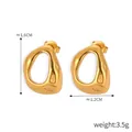 Orecchini a onde irregolari in acciaio al titanio dorato, altezza 1,6cm e 3,5g - Stile Geometrico Cavo Irregolare (F1332)