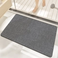 Absorbent dark grey bathroom mat with anti-slip texture and quick-dry diatom mud material - Grand's Words - Dark Gray (patented Coating)