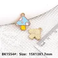 Pendentifs champignons en alliage bleu avec pois roses pour bijoux DIY, 15x13mm - Petit Champignon Bleu (BK1554#)