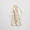 Elegant champagne silk satin drawstring pouch with ribbon for jewelry and accessories - Apricot