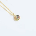 Goldene Halskette mit buntem Evil Eye Anhänger und Zirkonia-Steinen für Damen - Bunte Zirkonia Weißes Auge