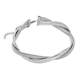 Detail of silver double-layered snake bone choker with lobster clasp and adjustable chain - Double Layer Braided Steel Choker