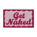 Pink Get Naked jacquard lettering absorbent bath mat with plush tufted non-slip texture - GETNAKED-Pink 2