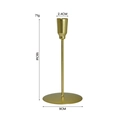 Modern gold metal candlestick holder with slender stand and circular base, 18cm tall - Medium (18cm) / Gold