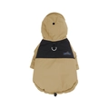 Khaki and black hooded dog windbreaker jacket with D-ring harness and outside label - S / Khaki