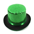 Classic top hat with green sequins and a black brim for party or performance events - Sequins - Green