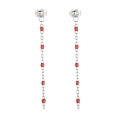 Bohemian silver chain drop earrings featuring five vibrant red beads for women - Silver Red Bead Style (KE109140-Z)