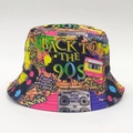 Ρετρό καπέλο bucket με στάμπα γκράφιτι των 90s για προστασία από τον ήλιο - Στυλ Νοσταλγικού Δίσκου Βινυλίου 90s (2#)