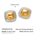 Two-tone square stainless steel stud earrings in polished gold and silver finish - Mixed Gold and Silver (YYE025178-M)