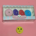 Summer dessert eraser gift set with colorful donuts and smiling face in a cute box - Donut Series