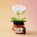 Handmade crochet graduation flower pot with 2025 cap and 'Thank you for helping me grow' card - Graduation Cap Gradient Pink Rose