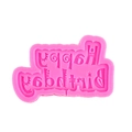 Pink silicone Happy Birthday letter mold for fondant cake topper and chocolate DIY - Pink