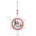 Three-layer wooden snowflake ornament featuring a Christmas gnome and red gift box motifs - Antler Gnome