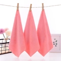 Set of three pink coral fleece square towels with soft texture and wavy edges - 25x25cm / Pink