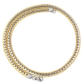 Two-tone gold and silver stainless steel flat curb link chain necklace with lobster clasp - 5mm*50cm / Gold & Silver