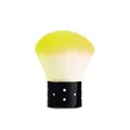 Mushroom nail dust brush with yellow-green gradient bristles and black polka dot handle - Base Dust Brush / Yellow
