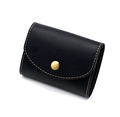 Vintage black crazy horse leather wallet for men with secure metal snap button and contrast stitching - Crazy Horse Black